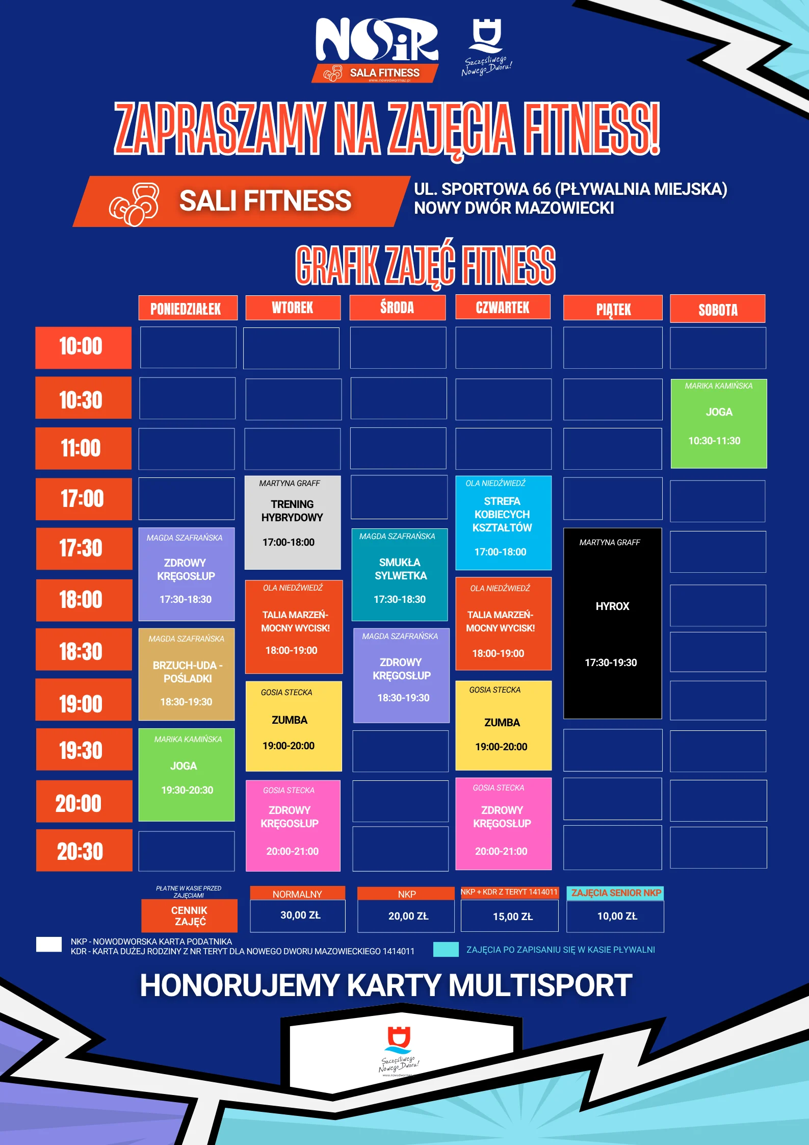 GRAFIK ZAJĘĆ FITNESS